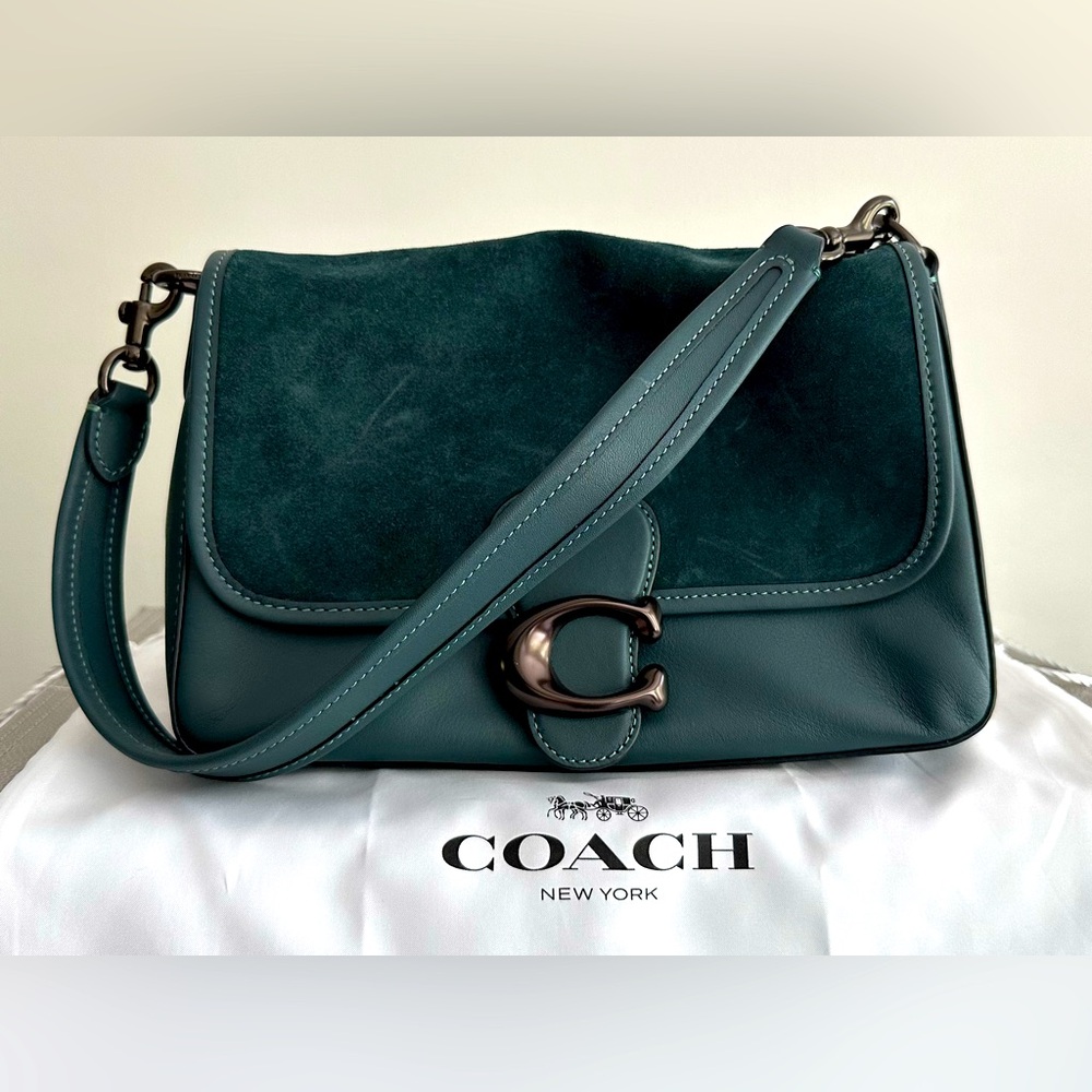 Coach Soft Tabby Shoulder Bag Forest w/ Pewter Hardware